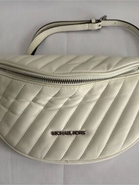 Michael Kors Cream Quilted Leather Crossbody Belt Bag